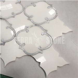 Waterjet Mosaic Lantern Marble Shell Backsplash Wall Tile