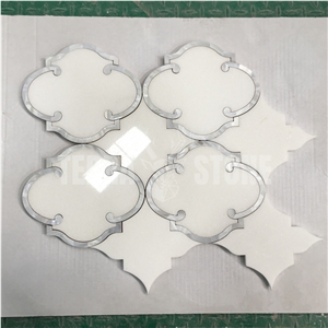 Waterjet Mosaic Lantern Marble Shell Backsplash Wall Tile