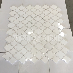 Waterjet Mosaic Lantern White Marble Mother Pearl Shell Tile