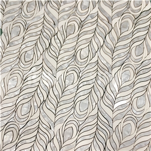 Waterjet Mosaic Marble Mother Pearl Of Shell Kitchen Tile