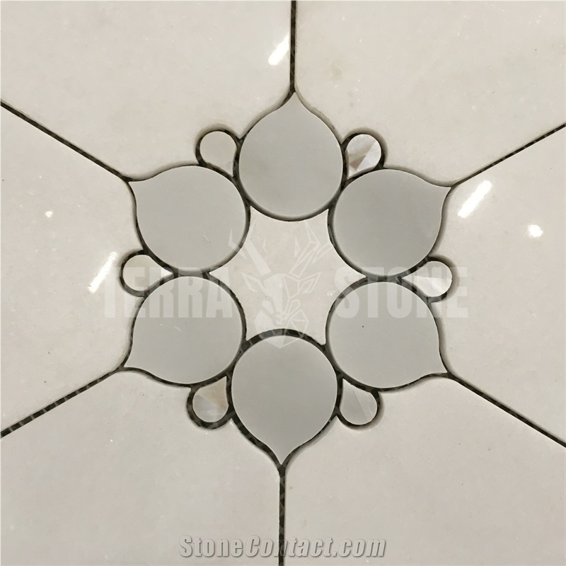Waterjet Mosaic Marble With Mother Pearl Of Shell Wall Tile