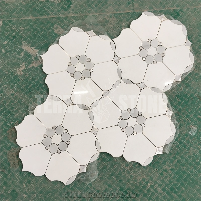 Waterjet Mosaic Marble With Mother Pearl Of Shell Wall Tile