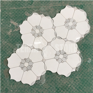 Waterjet Mosaic Marble With Mother Pearl Of Shell Wall Tile