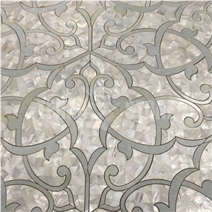 Waterjet Mosaic Mother Pearl Of Shell Mosaics Blue Marble