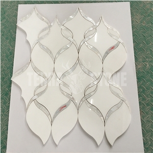 Waterjet Mosaic Ribbon Pattern Marble Pearl Shell Mosaic