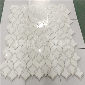 Waterjet Mosaic Ribbon Pattern Marble Pearl Shell Mosaic