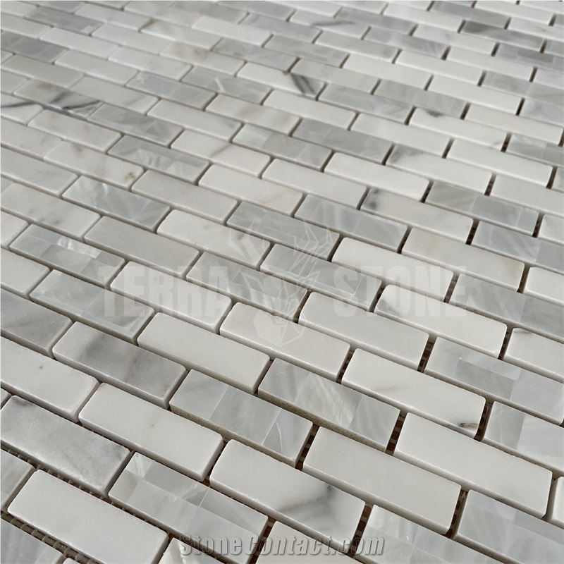 White Marble Mosaic Subway Mother Pearl Shell Wall Tile