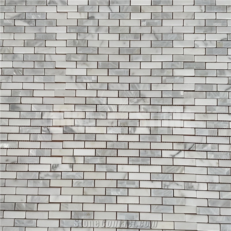 White Marble Mosaic Subway Mother Pearl Shell Wall Tile