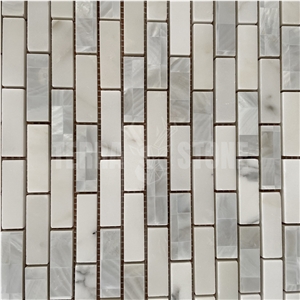 White Marble Mosaic Subway Mother Pearl Shell Wall Tile