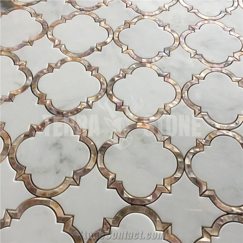 White Marble With Mother Pearl Of Shell Mosaic Tile Lantern