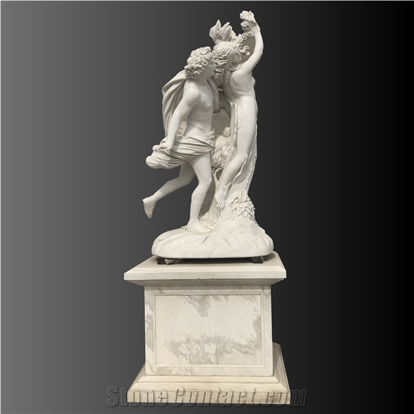 Apollo And Daphne White Marble Carving Stone Sculpture