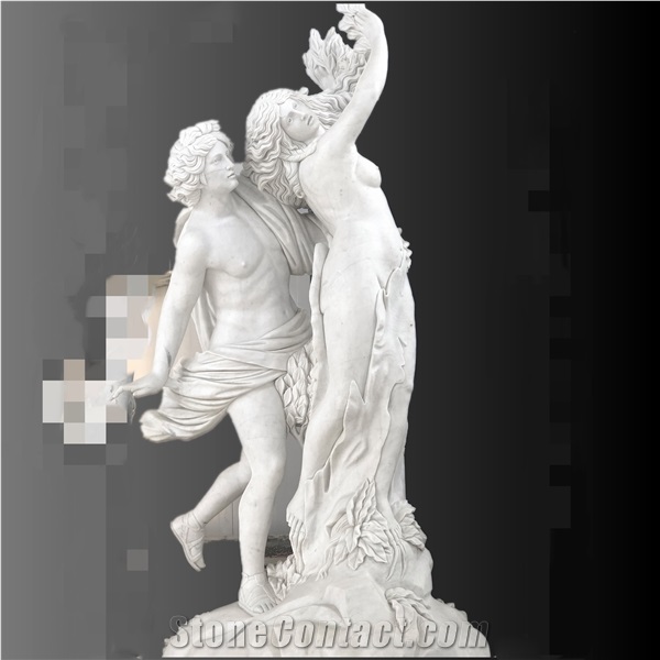 Apollo And Daphne White Marble Carving Stone Sculpture