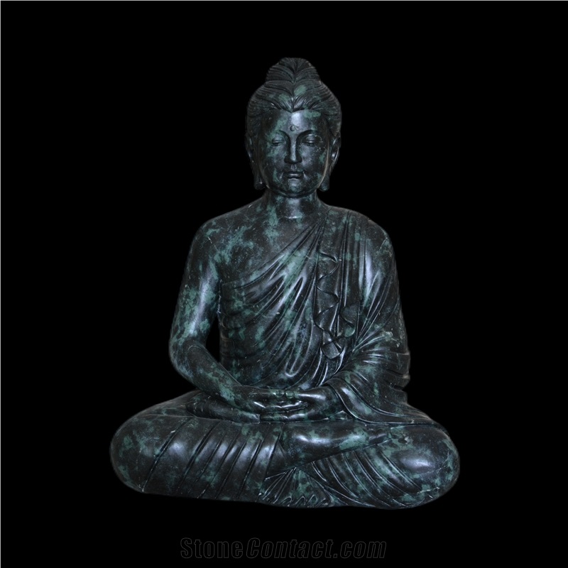 Green Marble Statue Of Gandhara Buddha Sitting 80Cm