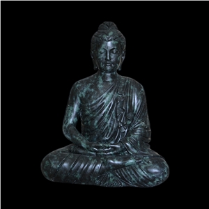 Green Marble Statue Of Gandhara Buddha Sitting 80Cm