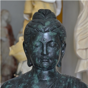 Green Marble Statue Of Gandhara Buddha Sitting 80Cm