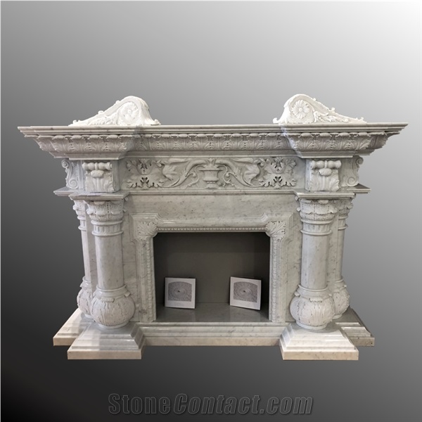 Italy Classic Carving Fireplace In Carrara Marble