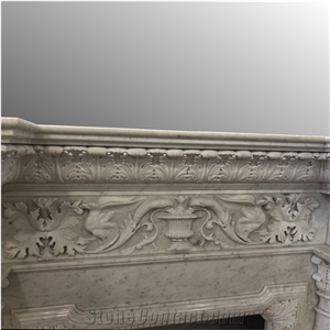 Italy Classic Carving Fireplace In Carrara Marble