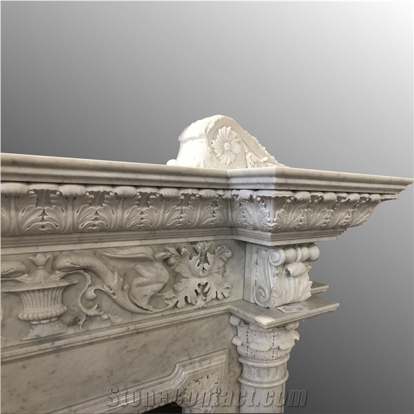 Italy Classic Carving Fireplace In Carrara Marble