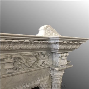 Italy Classic Carving Fireplace In Carrara Marble