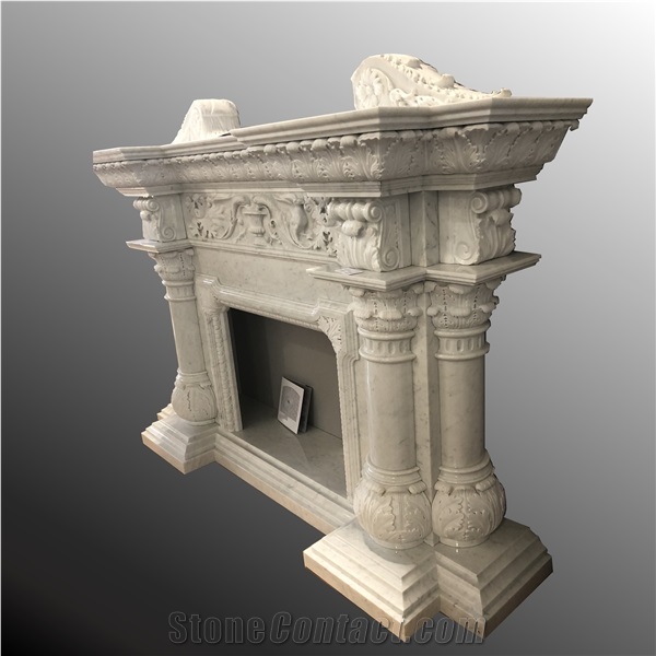 Italy Classic Carving Fireplace In Carrara Marble