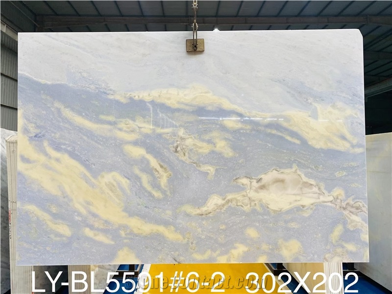 High Quality Polished Azul Lagoa Marble Slab For Wall Floor