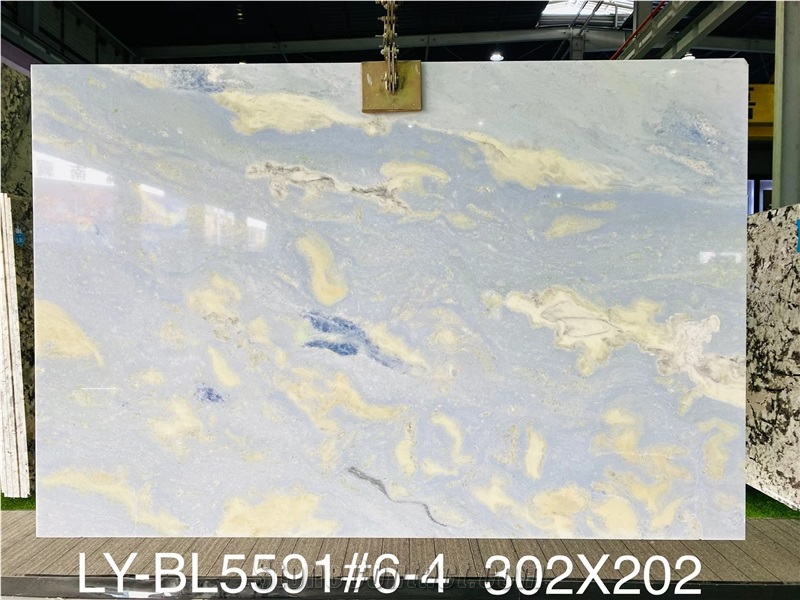 High Quality Polished Azul Lagoa Marble Slab For Wall Floor