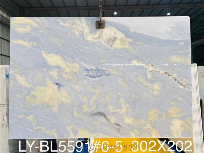 High Quality Polished Azul Lagoa Marble Slab For Wall Floor
