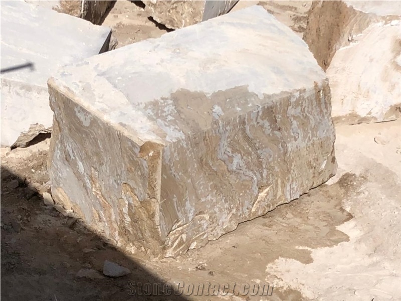 Iran Beige Travertine Blocks, Cream Travertine Blocks
