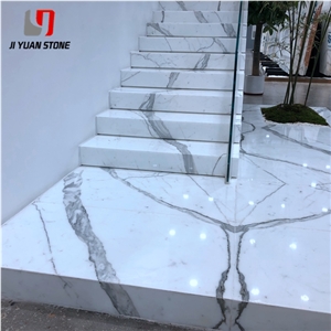 Calacatta White Marble Stone Stairs, Steps