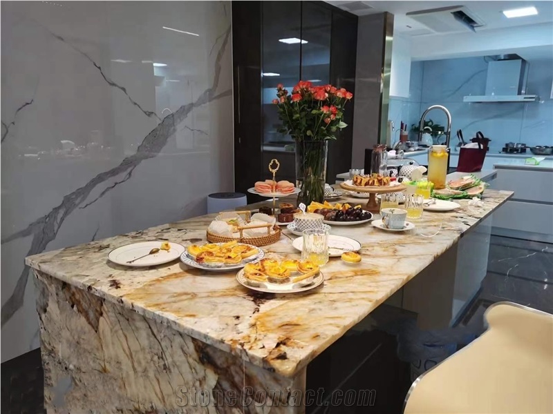 Golden Island Slabs Tiles Wall Quartzite Stone Decoration