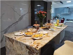 Golden Island Slabs Tiles Wall Quartzite Stone Decoration