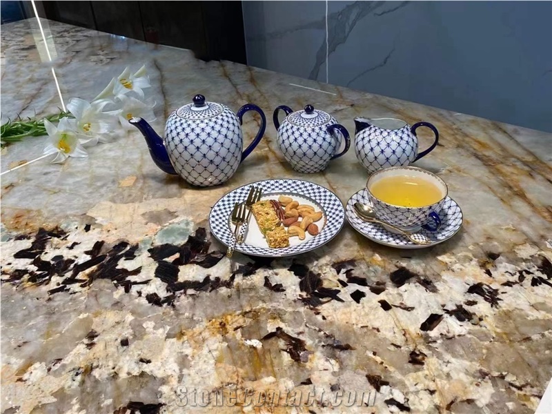 Golden Island Slabs Tiles Wall Quartzite Stone Decoration