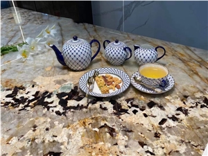 Golden Island Slabs Tiles Wall Quartzite Stone Decoration