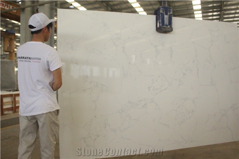 Statuario Quartz Slabs, Artificial Marble