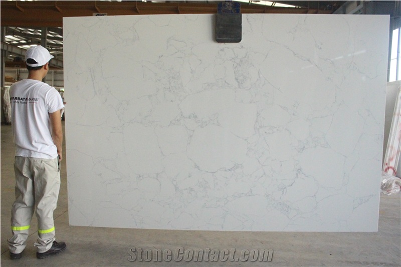 Statuario Quartz Slabs, Artificial Marble