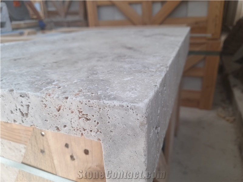 Special Edition Silver Travertine L Pool Coping, Pool Pavers