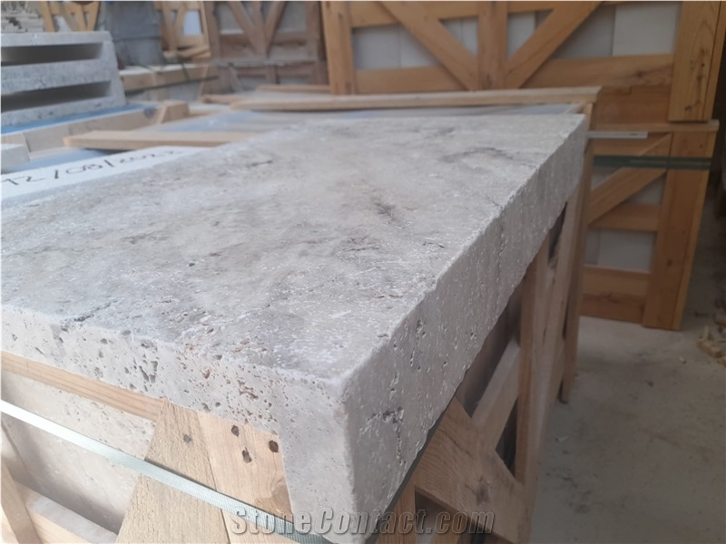 Special Edition Silver Travertine L Pool Coping, Pool Pavers