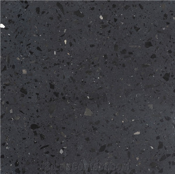 Black Pearl Artificial Stone Black Terrazzo Floor Wall Tiles