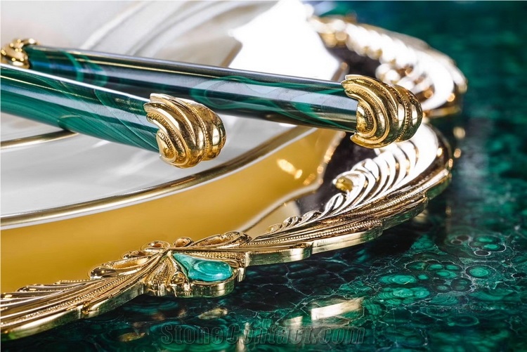 Luxury Verde Malachite Precious Stone Furniture For Interior Decor
