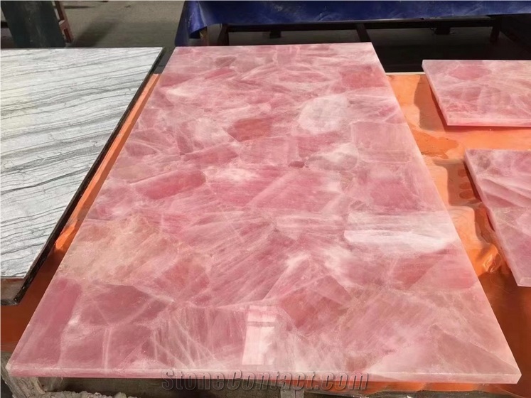 Pinky Crystal Agate Stone Slabs ,Semiprecious Pink Slabs