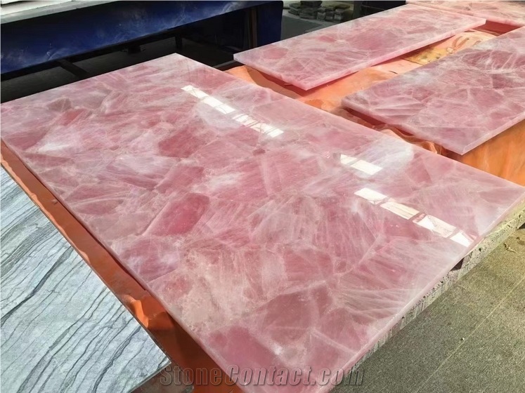 Pinky Crystal Agate Stone Slabs ,Semiprecious Pink Slabs
