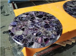 Purple Agate Stone Slabs Semiprecious Stone For Table Tops