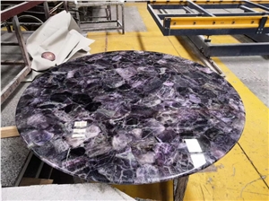 Purple Agate Stone Slabs Semiprecious Stone For Table Tops