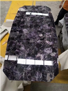 Purple Agate Stone Slabs Semiprecious Stone For Table Tops