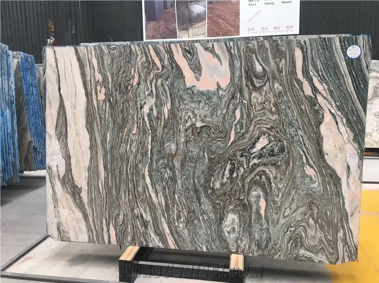 Book Match Cloud Wave Marble, Silver Sand Wave Cloud Slabs
