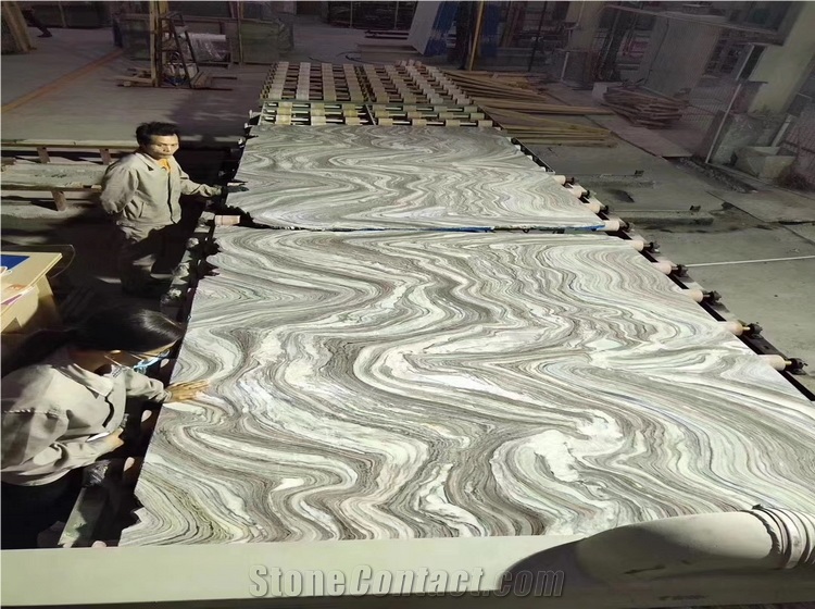 Book Match Cloud Wave Marble, Silver Sand Wave Cloud Slabs