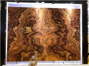 Bookmatched Tiger Onyx,  Fenici Onyx Sivas Multicolo Slab