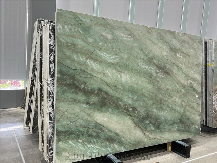 Brazil Smeralda Green Quartzite Slab, Verde Smeralda