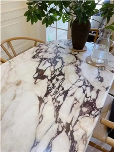 Breccia Viola Calacatta Viola Marble Bvlgari White Table Top