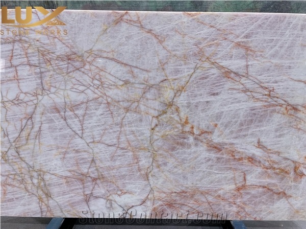 Cristallo Pink Quartzite Slabs, Scarlet Crystal Quartzite